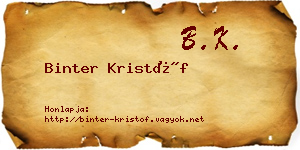 Binter Kristóf névjegykártya